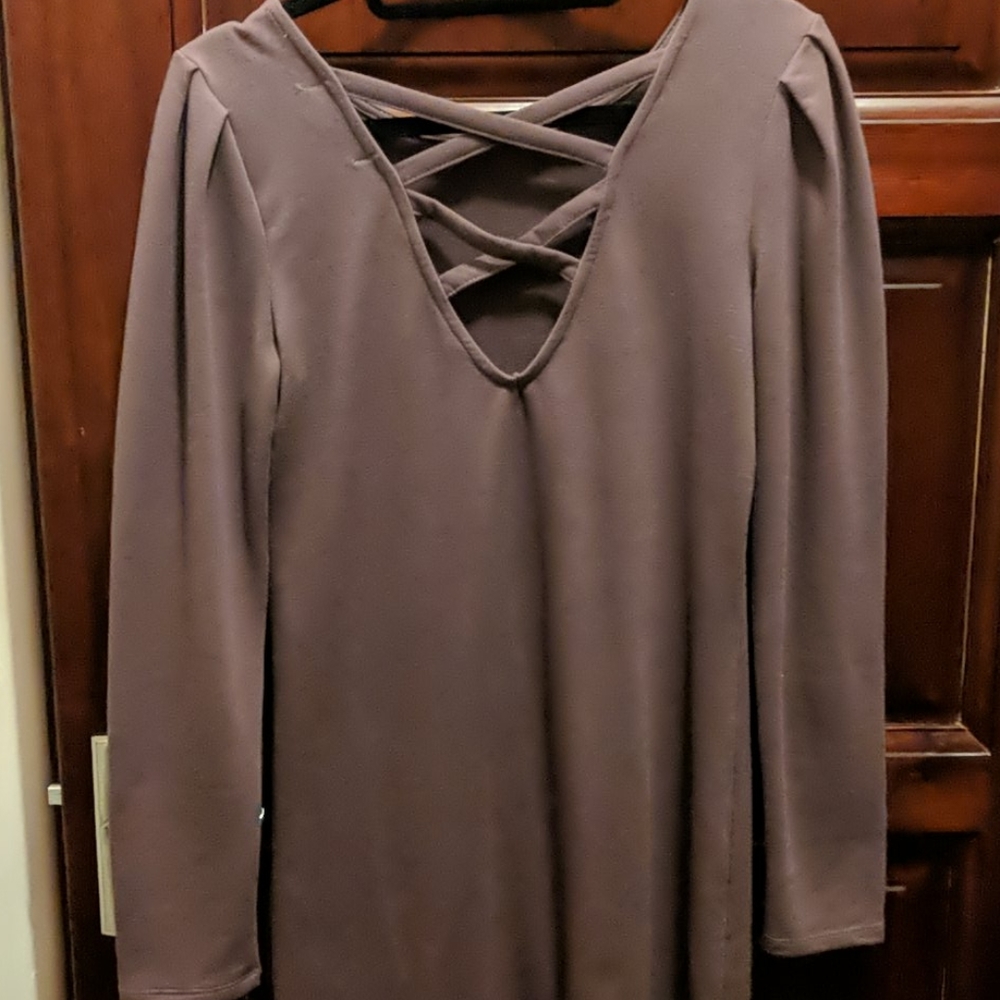 Eggplant Poofed shoulders dress